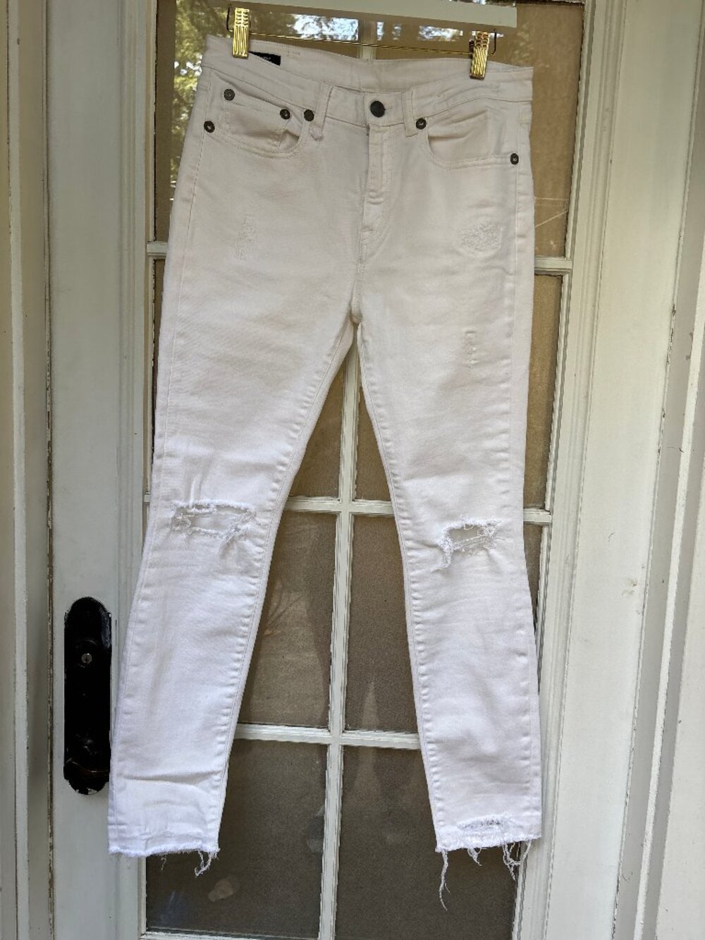 R13 Jenny Mid Rise Skinny Jeans – Size 29 – White Distressed - Picture 12 of 16